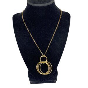 Gold Tone Chain Necklace With Double Circle Pendant (1917)